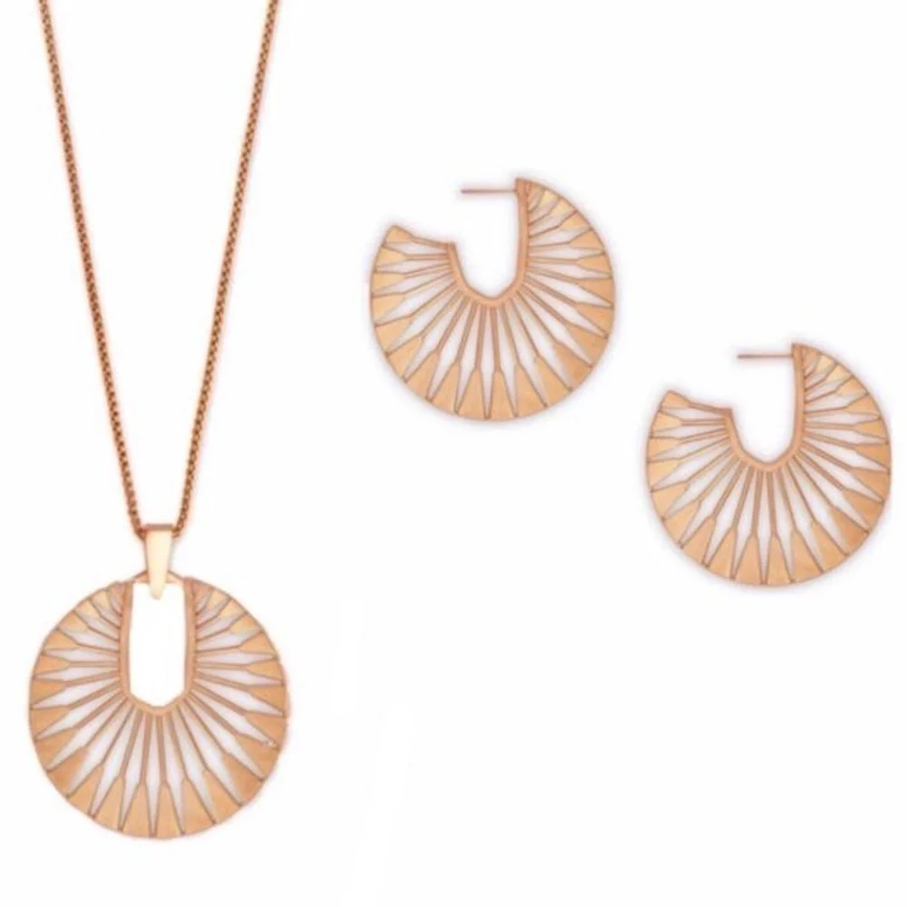 🔥🔥 Authentic The Deanne Set Necklace and Hoop Earrings Set in Rose Gold